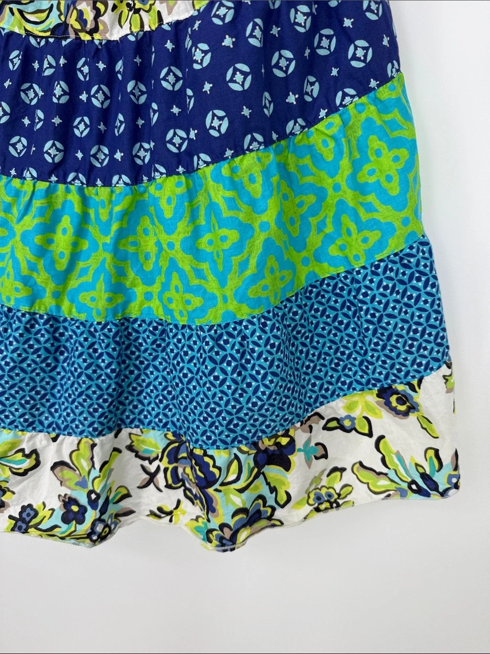 Vtg The Children’s Place Blue & Green Tiered Halter Dress 6X/7 100% cotton